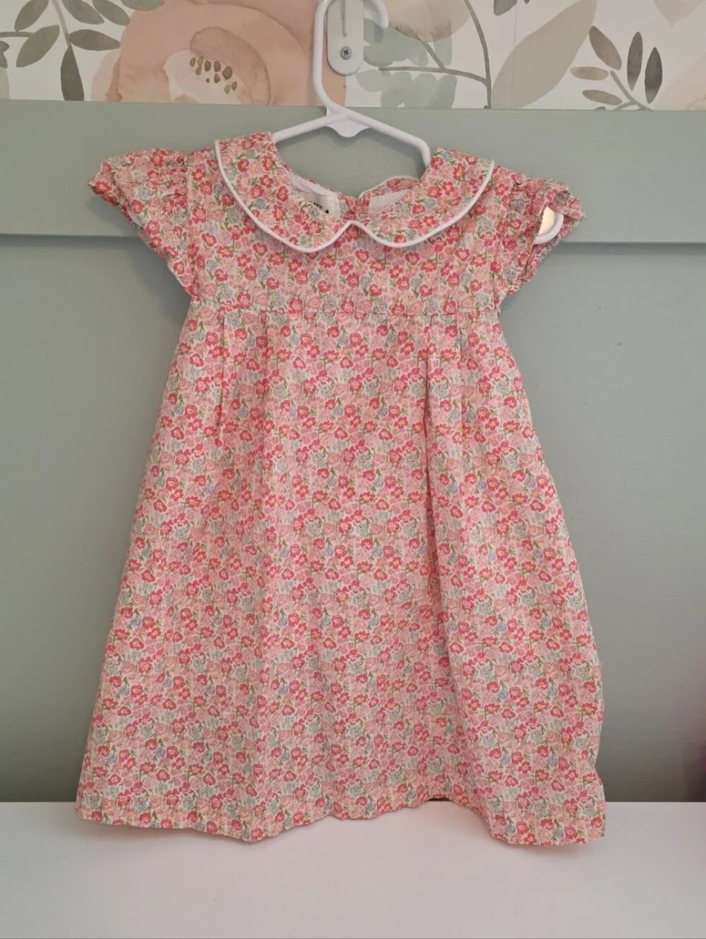 The Oaks Apparel 4 Or 4t Pink Floral Dress Set W/ Vintage Style Peter Pan Collar